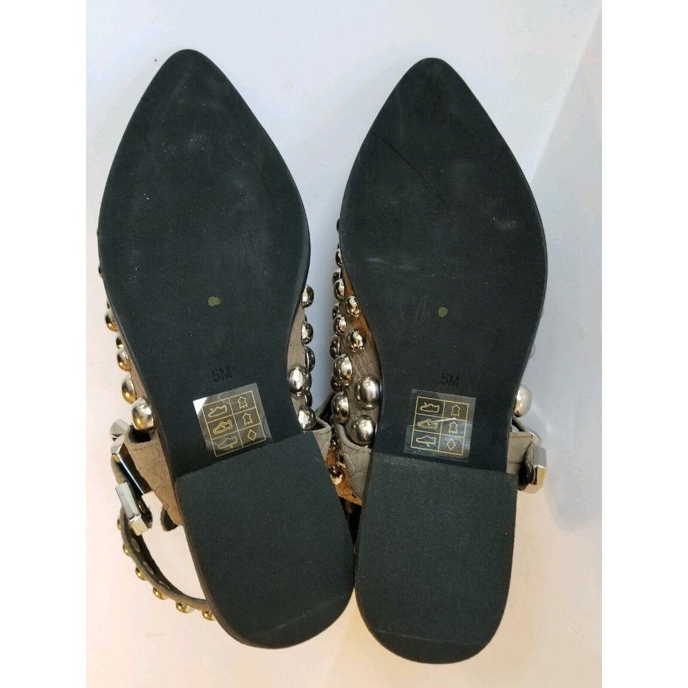 Free People Jeffrey Campbell Milano Stud Boot Snake Slide Flats Size 5 - Picture 5 of 6